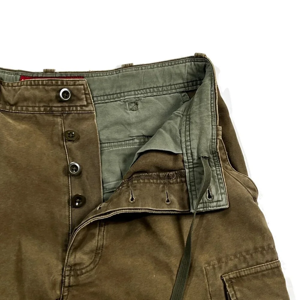 Abercrombie & Fitch‎ Cargo Shorts Green Heavy Button Fly 31 T-2083 Military